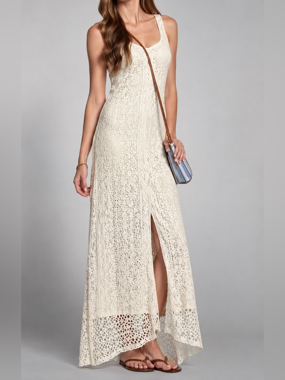 Abercrombie & Fitch Cream Lace Button-Front Maxi Dress - Picture 11 of 11